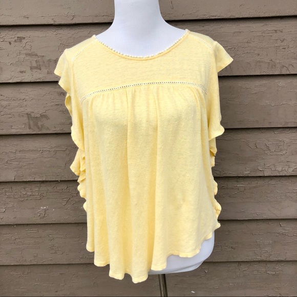 Anthropologie Deletta linen ruffle top! - Picture 2 of 10